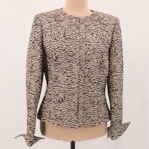 Dana‎ Buchman Zebra Print Blazer Jacket Womens Size 6 Vtg 90s Minimalist Office